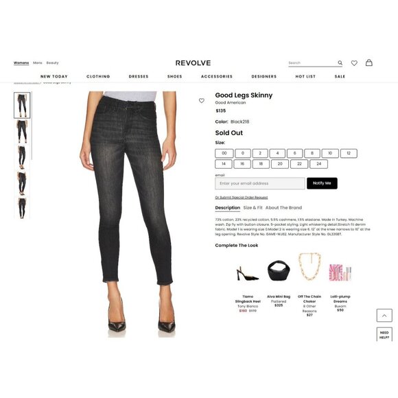 Good American Good Legs Skinny Jeans Size 2/26 Black218 Sculpting Denim GL336BT - Picture 11 of 12